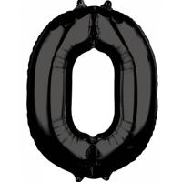 Amscan Folie ballon cijfer 0 zwart 66 cm | 40 stuks - thumbnail
