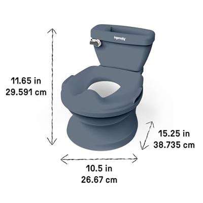 INGENUITY Mini kindertoilet met toiletverkleiner, muzikale spoeling en geïntegreerde opbergruimte voor doekjes Blauw