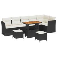 Tuinbankenset 9 pcs Zwart poly rattan - thumbnail