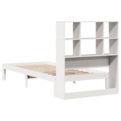 Bed met boekenkast zonder matras grenenhout wit 90x190 cm