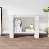 Boekenkast 100x30x51 cm bewerkt hout hoogglans wit - thumbnail
