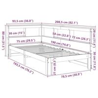 Bed met boekenkast zonder matras grenenhout wit 75x190 cm - thumbnail