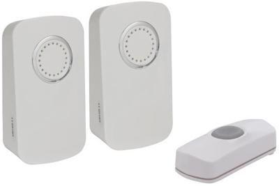 Draadloze deurbel op batterijen 2 ontvangers en 1 drukknop Velleman - Velleman