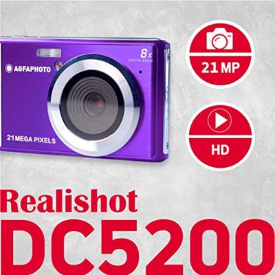 AgfaPhoto Photo Realishot DC5200 - Compacte digitale camera (21 MP, 2,4 'LCD, 8-voudige digitale zoom, lithiumbatterij) lila