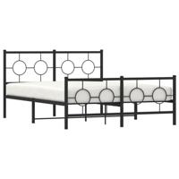 Bedframe met hoofd- en voeteneinde metaal zwart 135x190 cm - thumbnail