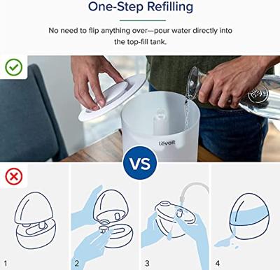 Luchtbevochtiger - Levoit - Dubbele ultrasone 150W-motor - 3 liter reservoir - Tot 25 uur batterijduur - Bevochtigingsbereik tot 27 m²