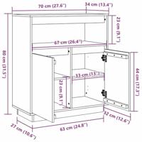 Dressoir Wasbruin 70 x 34 x 80 cm Massief grenenhout - thumbnail