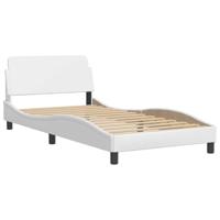 Bedframe met hoofdbord kunstleer wit 100x200 cm - thumbnail
