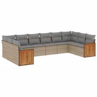 11-delige Tuinset met kussens poly rattan beige - thumbnail