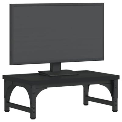 Monitorstandaard 37x23x14 cm bewerkt hout zwart - thumbnail