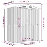 Tuinschuur 192x108x223 cm gegalvaniseerd staal donkerbruin - thumbnail