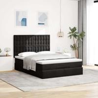 Ottoman bed met matrassen 140x200cm fluweel zwart - thumbnail