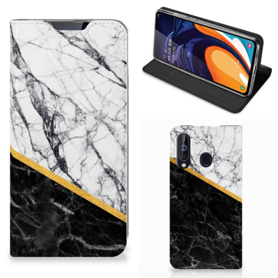 Samsung Galaxy A60 | Standcase | Marmer Wit Zwart - Origineel Cadeau Man