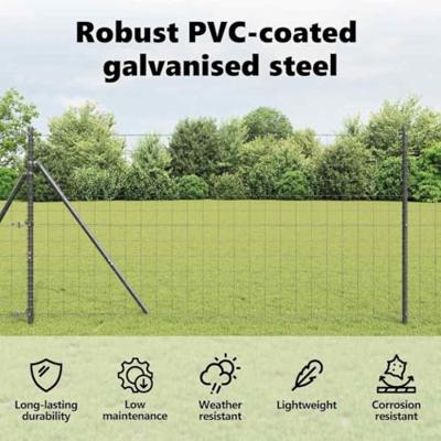 VidaXL Euro hek grijs 1,4 x 10 m pvc-gecoat ijzer