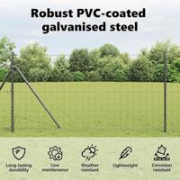 VidaXL Euro hek grijs 1,4 x 10 m pvc-gecoat ijzer - thumbnail