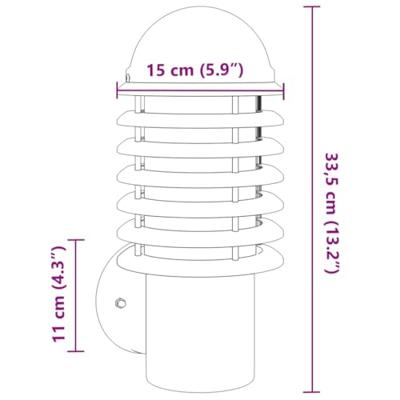 VidaXL Buitenwandlamp roestvrij staal zilverkleurig