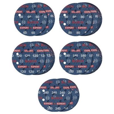 Bosch Accessoires EXPERT 55-delige set Schuurschijf O780 met film onderlaag, 125 mm, 5xG60; 15xG80; 15xG120; 15xG180; 5xG240 - 2608902429