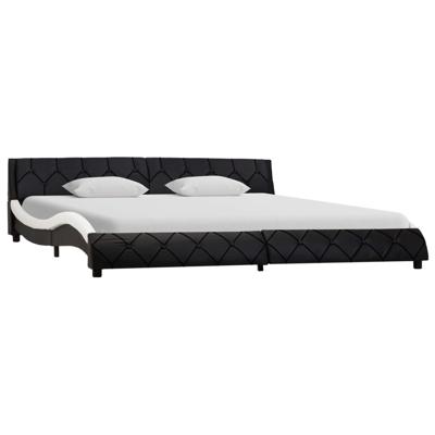 vidaXL Bedframe kunstleer zwart en wit 180x200 cm vidaXL Bedframe kunstleer zwart en wit 180x200 cm