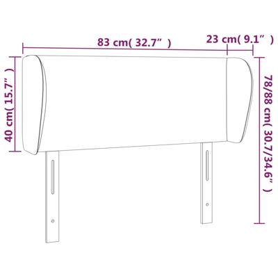 Hoofdbord met randen 147x23x78/88 cm stof lichtgrijs