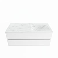 MONDIAZ VICA-DLUX 120cm badmeubel onderkast Talc 2 lades. Inbouw wastafel CLOUD rechts zonder kraangat, kleur Opalo. - thumbnail