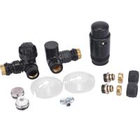 Riko Luxe Thermosatisch Radiator Aansluitset Haaks Verkeerd Links Mat Zwart - thumbnail