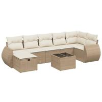 7-delige Loungeset met kussens poly rattan beige - thumbnail