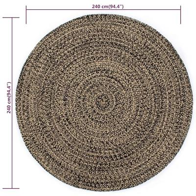 Vloerkleed handgemaakt 240 cm jute zwart en bruin