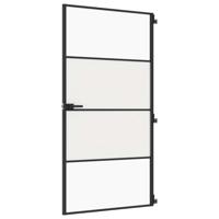 Binnendeur smal 102,5x201,5 cm gehard glas en aluminium zwart - thumbnail