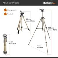 Walimex WT-3530 Basic-statief (146 cm, incl. 3D-sneiger, snelwisselplaat en praktische transporttas), WT-3570 Basic statief 165 cm, 168 cm - thumbnail