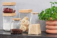 J-Line voorraadpot Tom - glas|bamboe - transparant|naturel - small - thumbnail