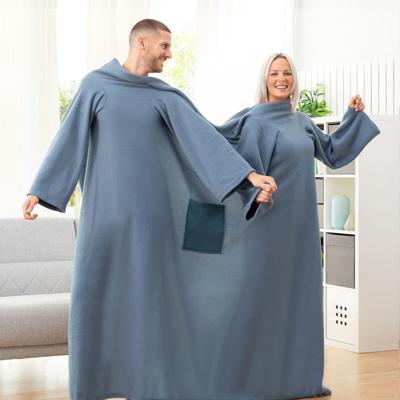 Dubbele Mouwdeken met met Centrale Zak Doublanket InnovaGoods Kleur Blauw