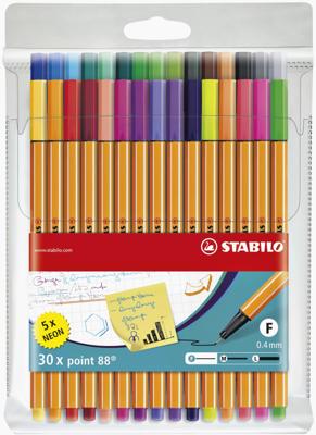 Fineliner stabilo point 88/30 f ass 30st | 5 stuks