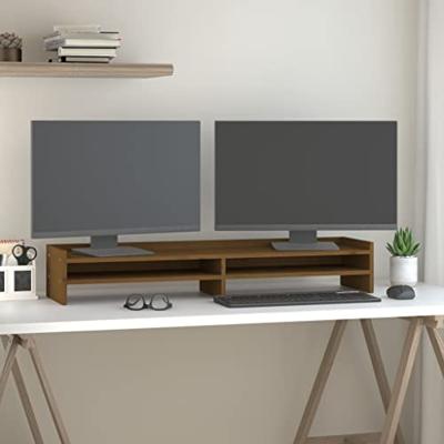 Monitorstandaard 100x24x16 cm massief grenenhout honingbruin Monitorstandaard 100x24x16 cm massief grenenhout honingbruin