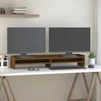 Monitorstandaard 100x24x16 cm massief grenenhout honingbruin - thumbnail