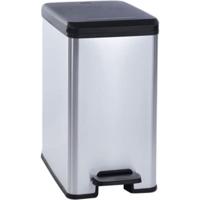 Curver decobin slim afvalbak 25l zilver - thumbnail