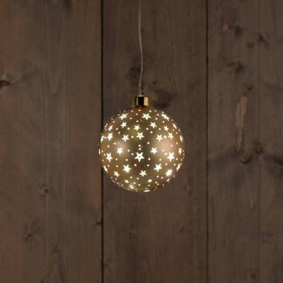 Ball Glass Matt Gold With Stars 10 cm en Led Warm White en Anna's Collection - Annas collection