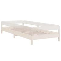 Bed stapelbaar 90x190 cm massief grenenhout wit - thumbnail