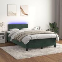 Boxspring met matras en LED fluweel donkergroen 120x200 cm - thumbnail