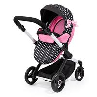 Poppenwagen XEO - zwart/roze - thumbnail