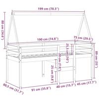 Hoogslaper met dak massief grenenhout wasbruin 75x190 cm - thumbnail