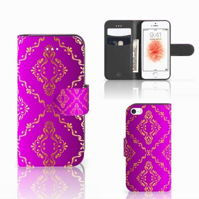 Wallet Case Apple iPhone 5 | 5s | SE Barok Roze Wallet Case Apple iPhone 5 | 5s | SE Barok Roze