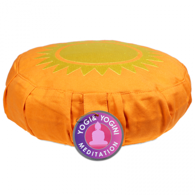 Yogi & Yogini Meditatiekussen Katoen Rond Oranje - Zon - 23 x 8 cm