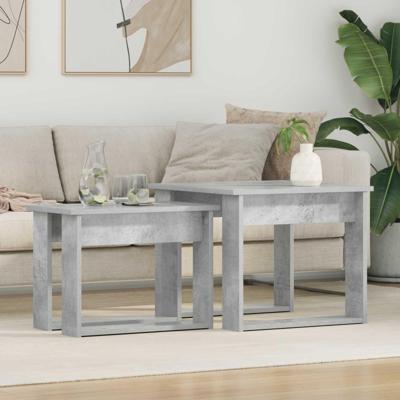 Koffietafel Set 2 pcs Beton Grijs Bewerkt hout