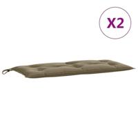Tuinbankkussens 2 st 100x50x7 cm stof gemleerd taupe - thumbnail