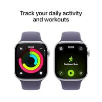 Apple Watch Series 11 GPS + Cellular - 46 mm - Zilveren aluminium kast - Paarse mist sportband - M/L - thumbnail