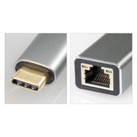 Maxtrack USB-C / RJ45-koppeling Netwerk Adapter [1x USB-C stekker - 1x RJ45-bus] 10 cm Zwart, Zilver (mat) - thumbnail