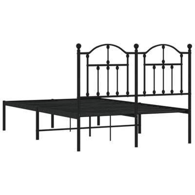 Bedframe met hoofdbord metaal zwart 120x190 cm