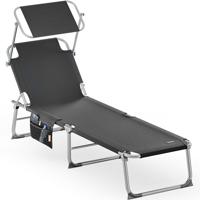 Ligbed Ibiza Grijs 190x59x29cm Alu Zonnescherm - thumbnail