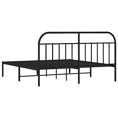 Bedframe met hoofdbord metaal zwart 180x200 cm