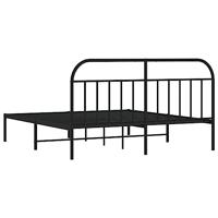 Bedframe met hoofdbord metaal zwart 180x200 cm - thumbnail